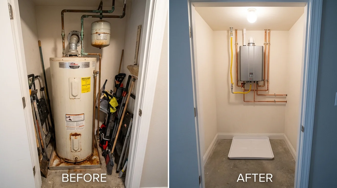 Tank water heater versus wall-mounted tankless unit comparison for Flowood, MS homeowners