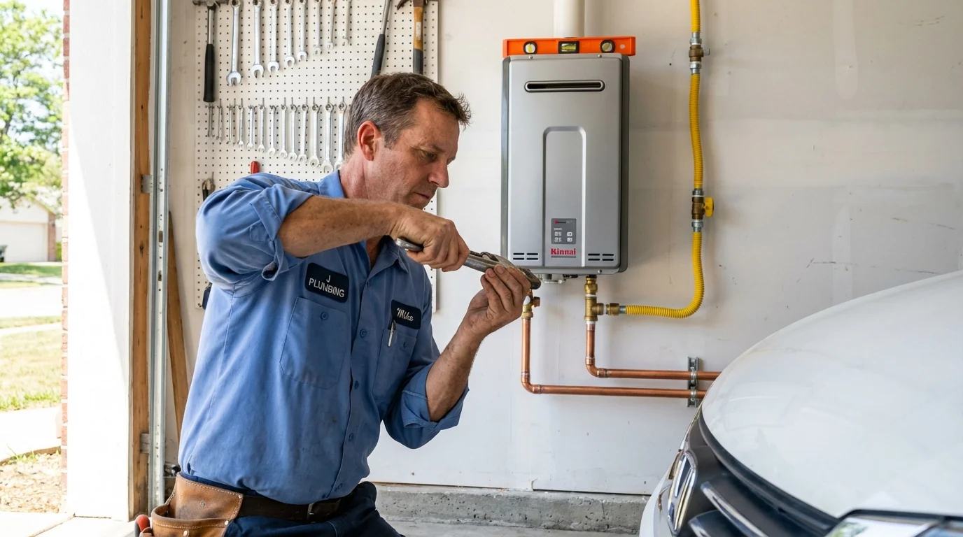 Tankless water heater installation by a Johns Plumbing LLC plumber in Flowood